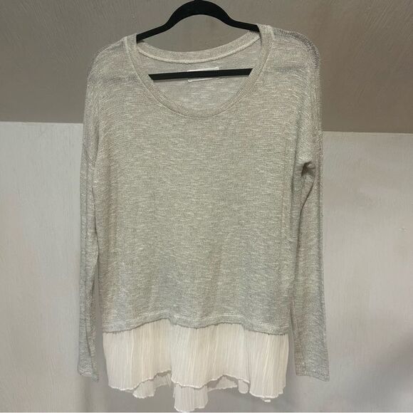 Abercrombie & Fitch Oversized Sparkling Knit with Pleated Chiffon Hem Sweater - Picture 8 of 13